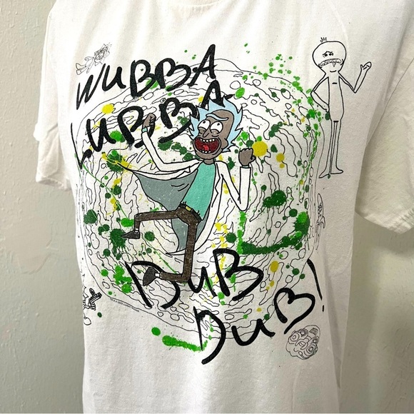 Rick and Morty Scribble Portal Medium Unisex White Graphic T-shirt Streetwear - Picture 2 of 6